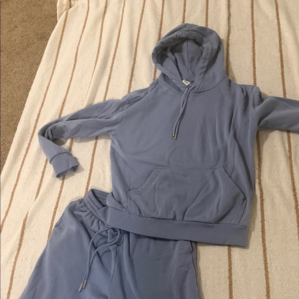 H&M Light Blue Hoodie and Sweatpants Set